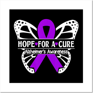 Butterfly Purple Ribbon Alzheimer Awareness Gift Posters and Art